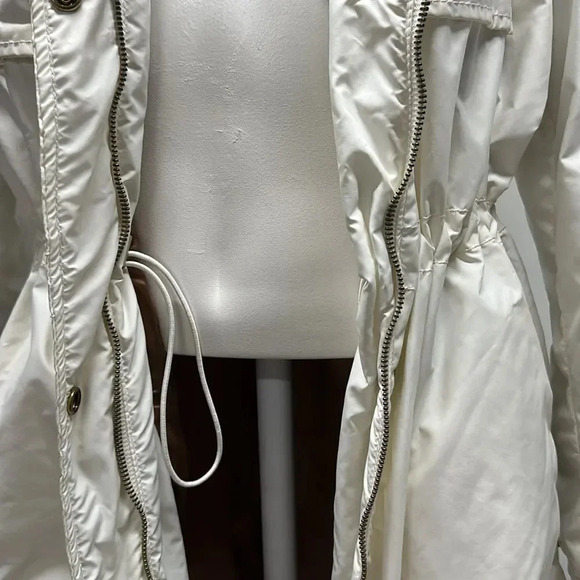 Red Valentino Puffer Jacket Trench Long Coat Full Zip Ivory Women's Size 44 US 6 - Picture 4 of 16